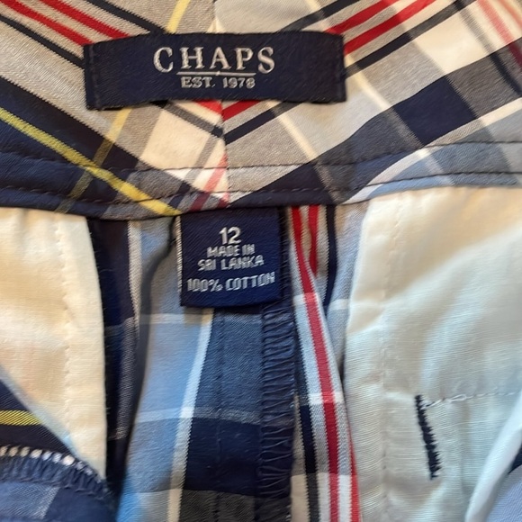 Chaps blue plaid mid thigh skirt sz 12 - Picture 2 of 7